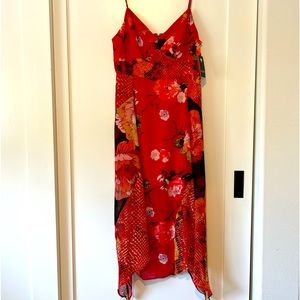 Guess Summer mixed print handkerchief hem dress Large
